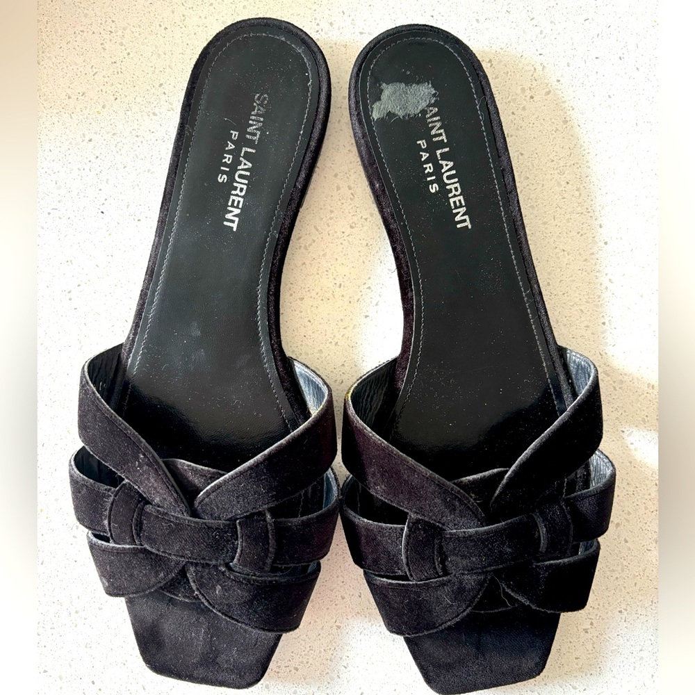 Saint Laurent Tribute slides black suede size 39